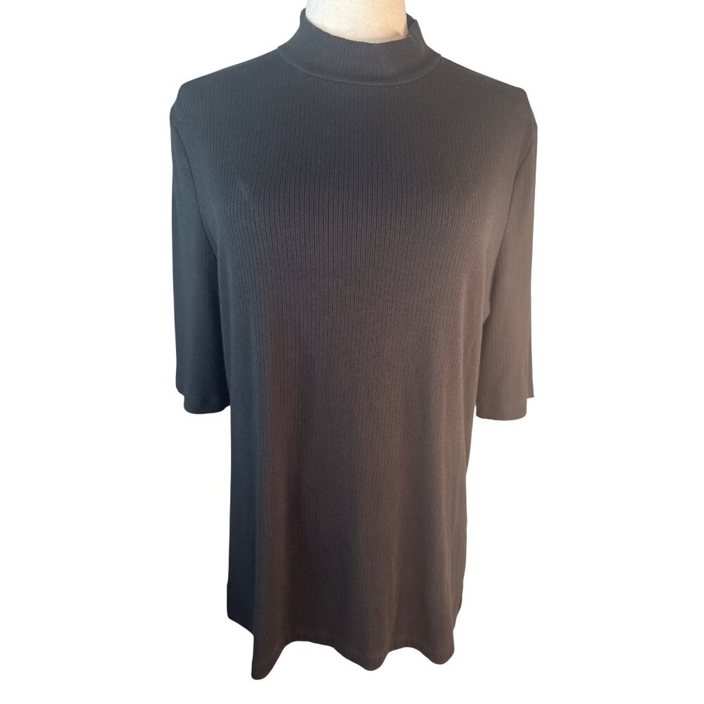 2/$30 Banana Republic Black Large Ribbed Mock Neck Top